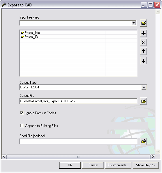 ArcGIS Desktop Help 9.3 Using the Export To CAD tool
